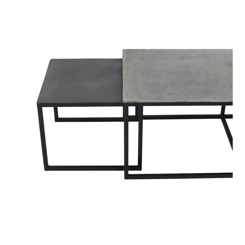 Three-Piece Rectangular Side Table Set in Antique Silver Finish - Max Dimensions 140x60x45cm