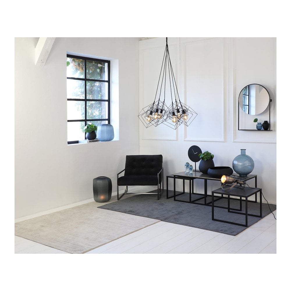 Three-Piece Rectangular Side Table Set in Antique Silver Finish - Max Dimensions 140x60x45cm