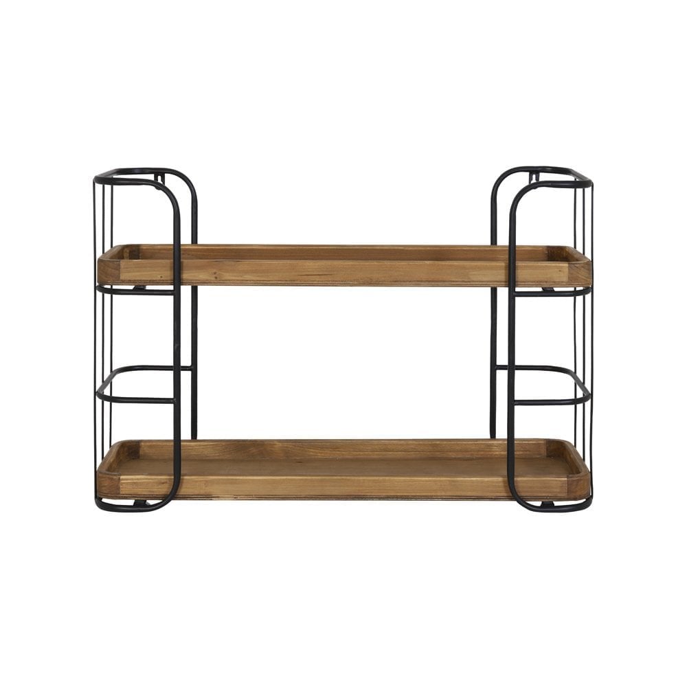 Zyra Black Two-Tier Metal Wall Cabinet 70x22.5x46.5cm