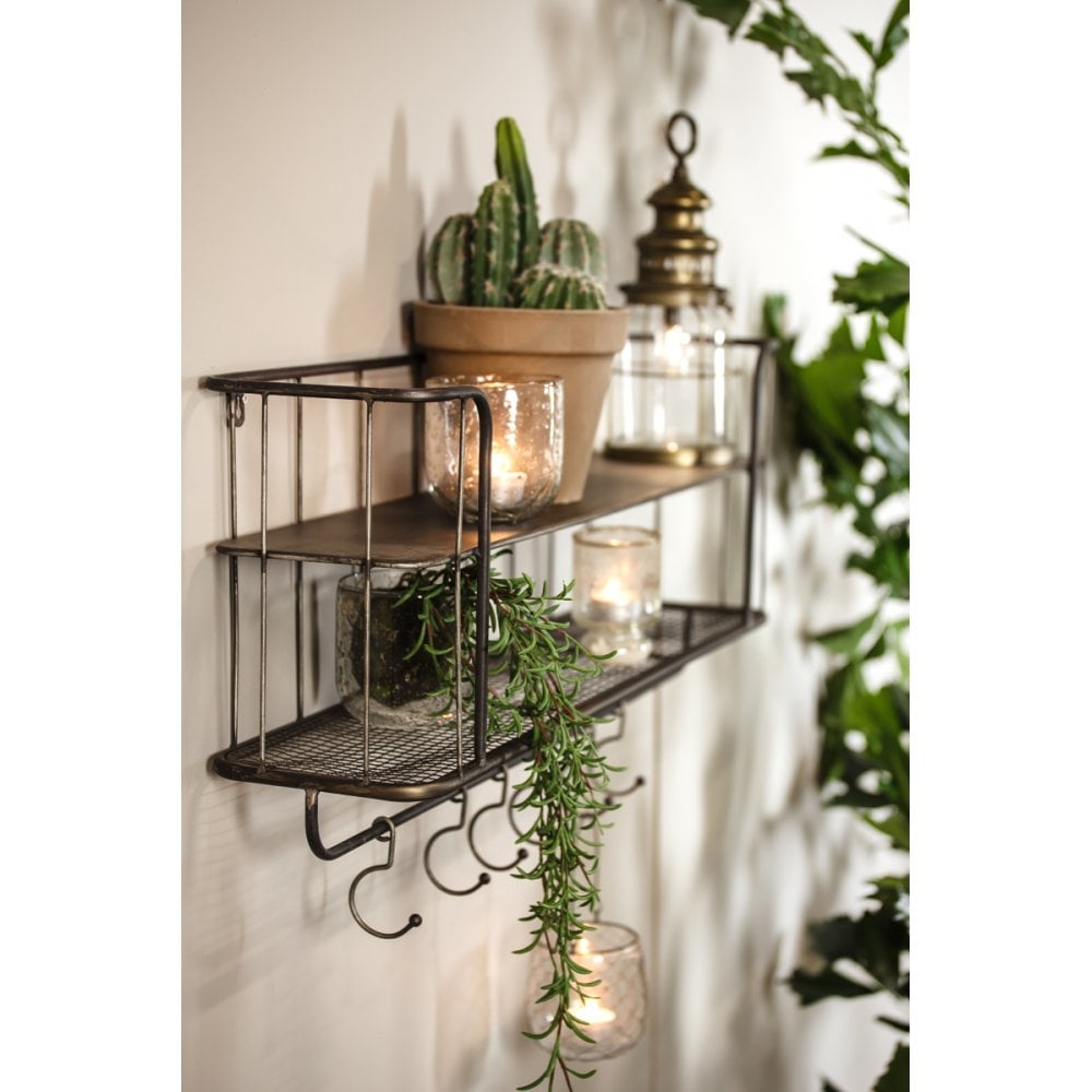 Modern Velasco Black Steel Hatstand with 6 Hooks - 80x16x20cm