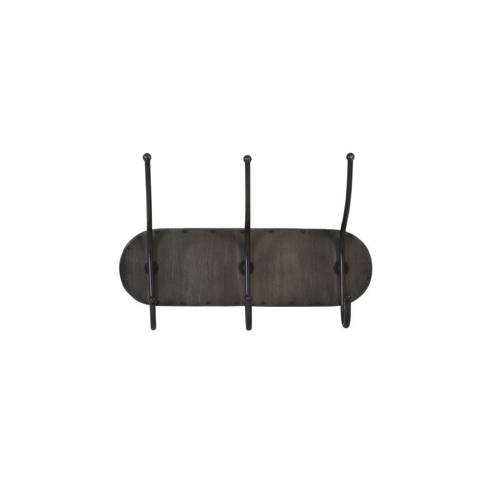 Spito Zinc Oval Triple Hook Wall Rack - Gray 35.5x23.5x13cm