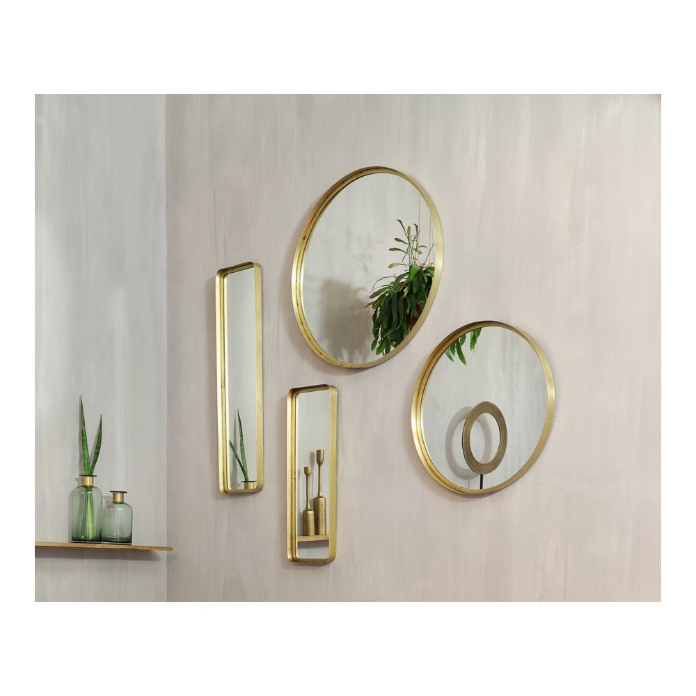 Vintage Brass Round Mirror 50cm
