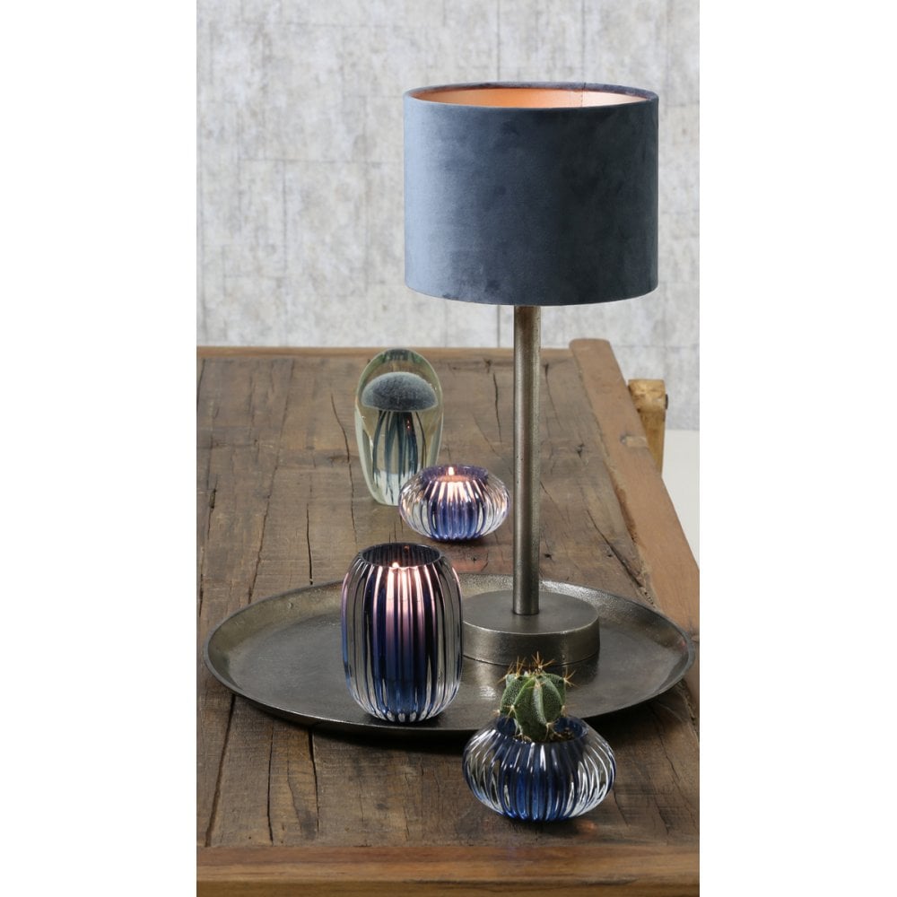 Dusty Blue Velours Cylinder Lamp Shade 20x20x15cm
