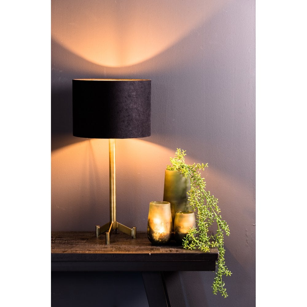 Velvet Cylinder Lampshade 25x25x18cm in Black Taupe