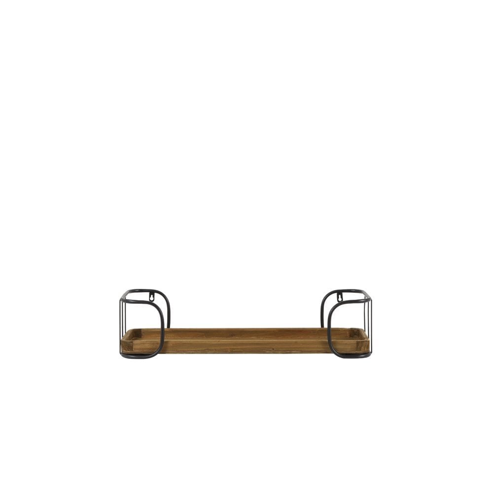 Wall Cabinet Zyra 1-Tier 70cm Black Metal and Wood