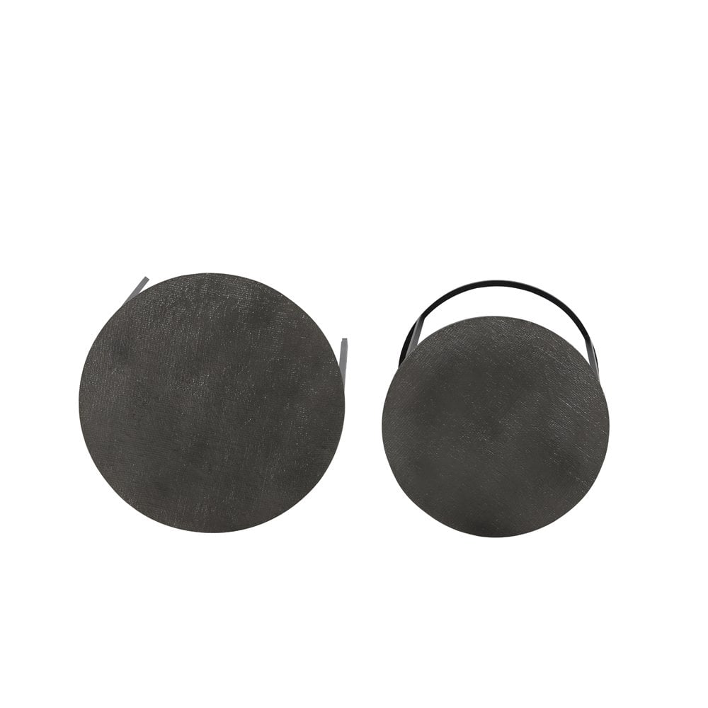 Contemporary Round Black Nickel Side Table Set - Rengo Collection