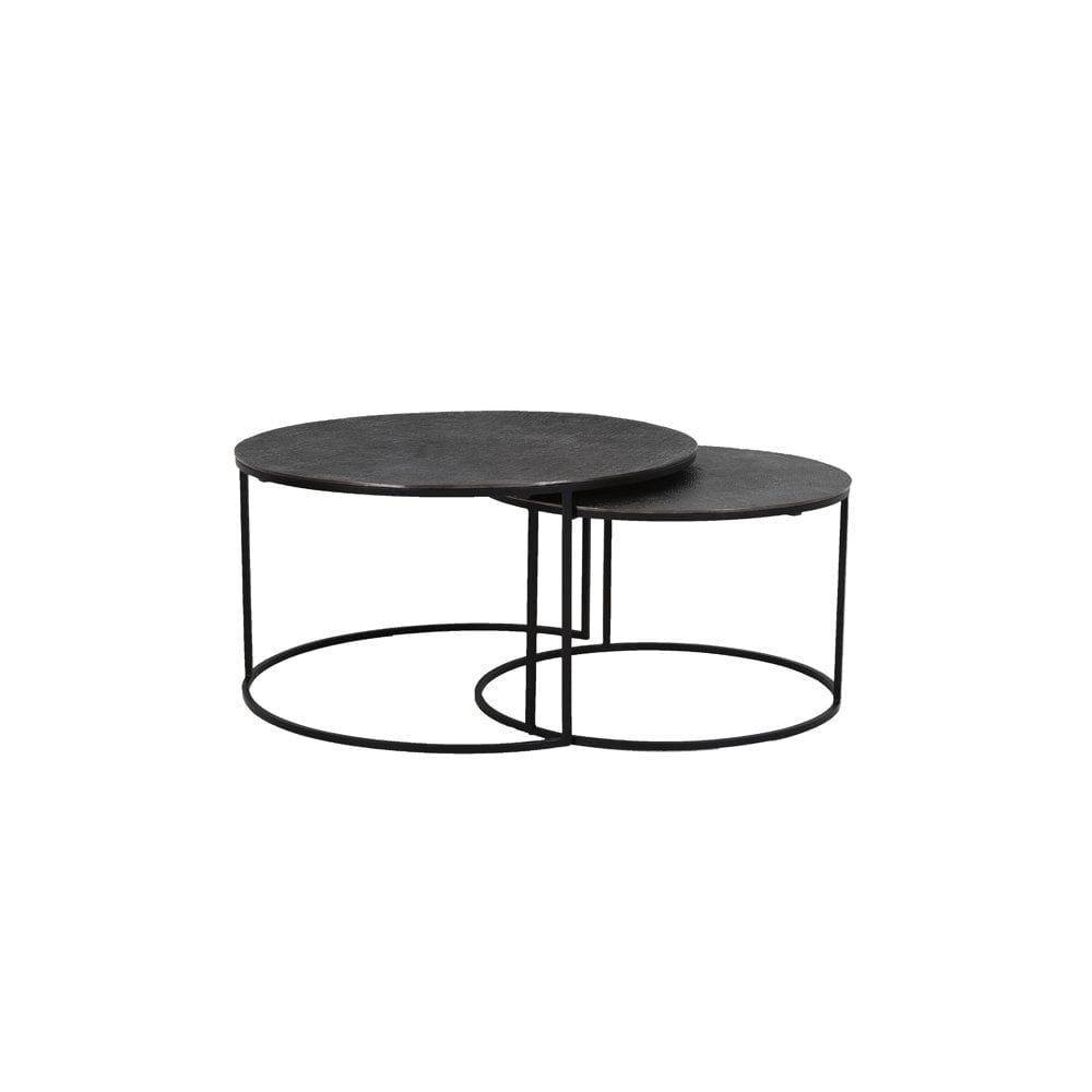 Stylish Round Coffee Table Duo: Rengo Black Nickel Finish