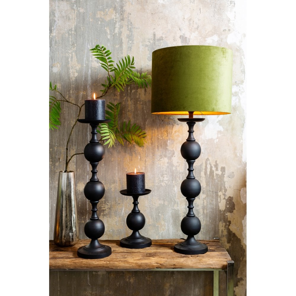 Elegant Tall Black Metal Candle Holder - 17x67cm