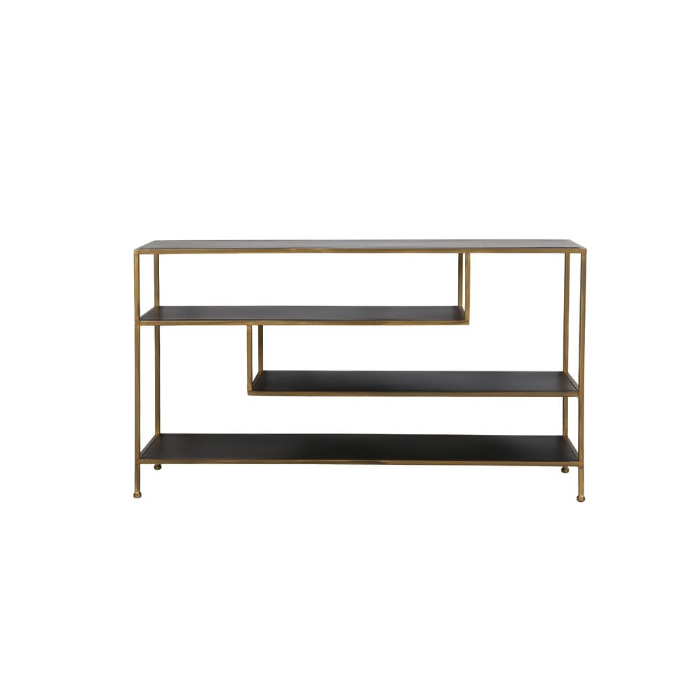 Ylaya Matte Black-Gold 140x35x80cm Open Cabinet