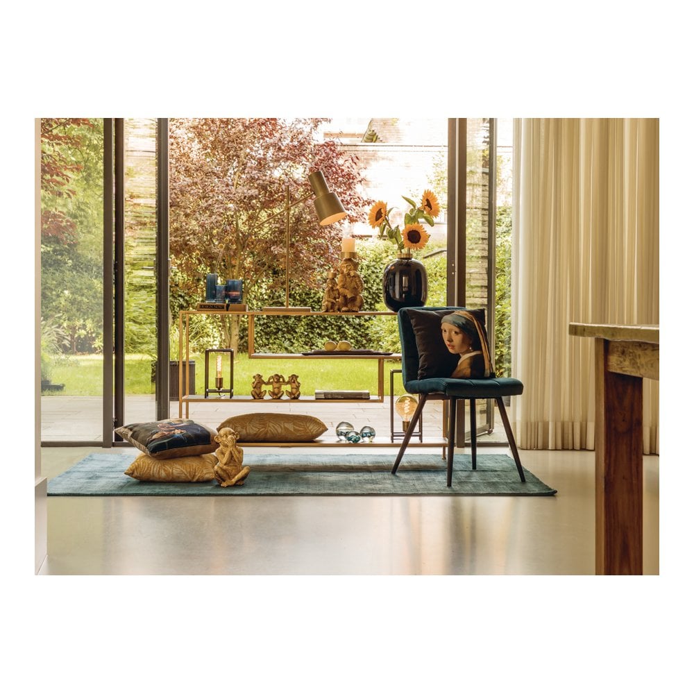 Ylaya Matte Black-Gold 140x35x80cm Open Cabinet