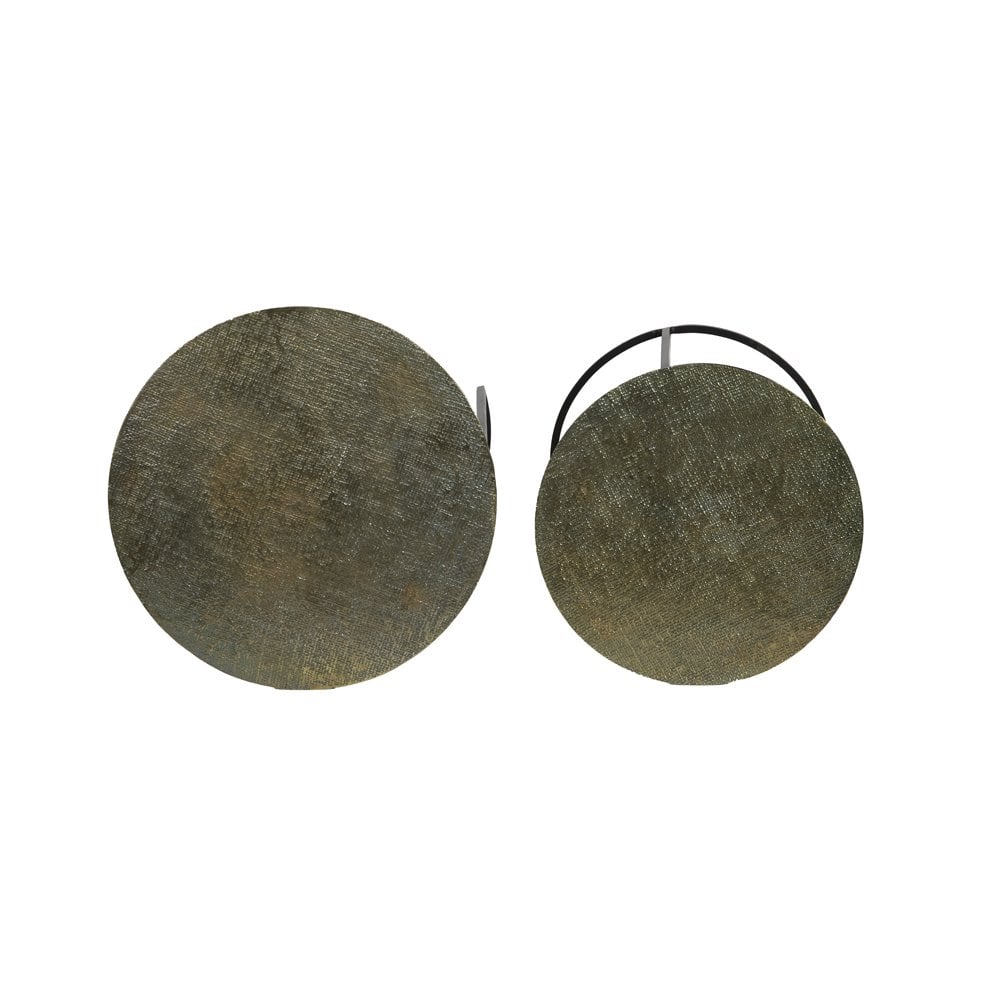 Antique Bronze Rengo Textured Round Side Tables Set of 2 (41x46cm & 49x52cm)