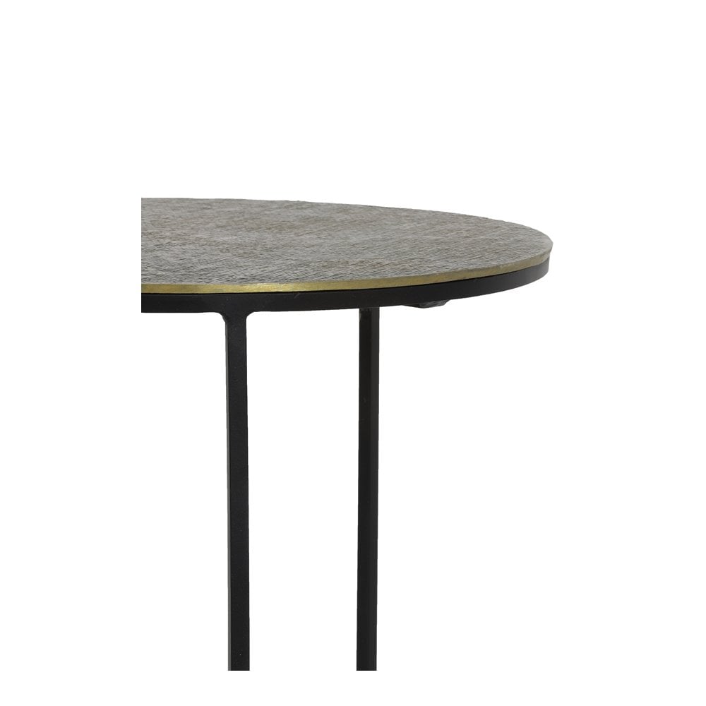 Antique Bronze Rengo Textured Round Side Tables Set of 2 (41x46cm & 49x52cm)