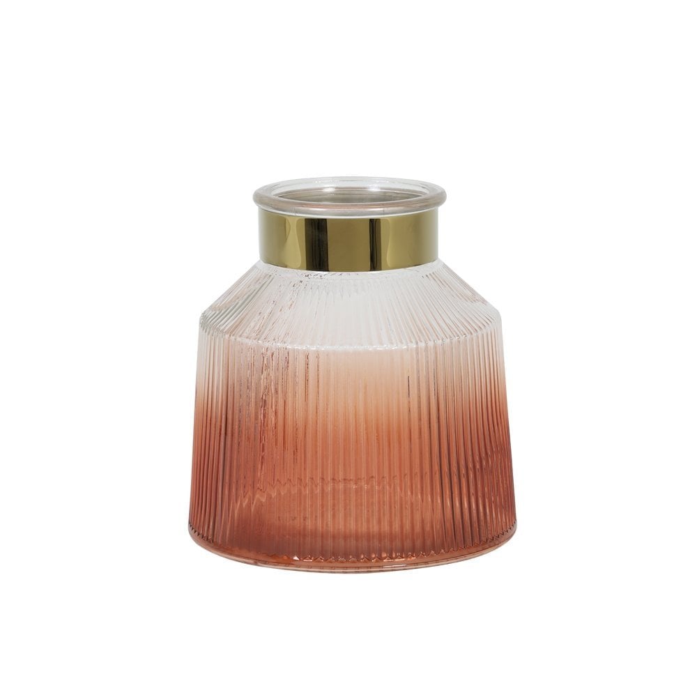 Terra Gold Glass Hurricane Candle Holder - 19x20cm Decor Piece