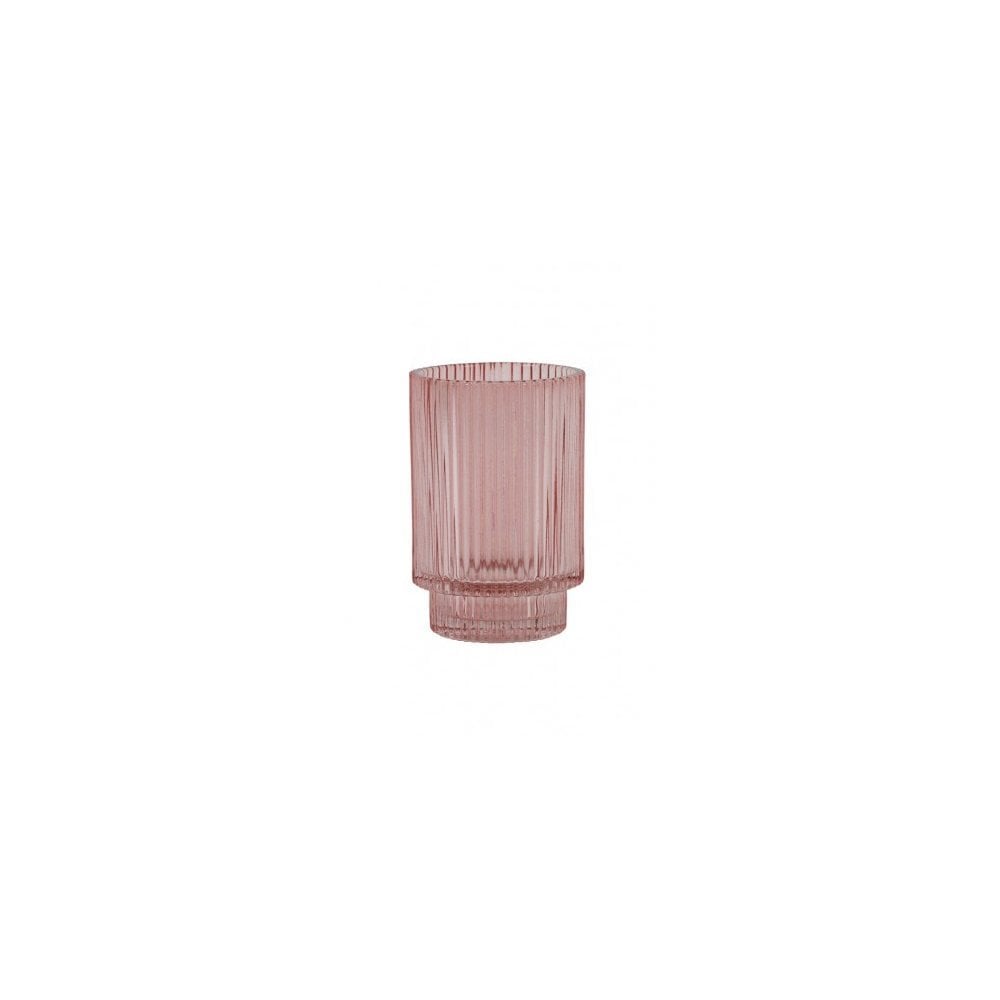 Philon Pink Glass Tealight Candle Holder 8.5x13cm