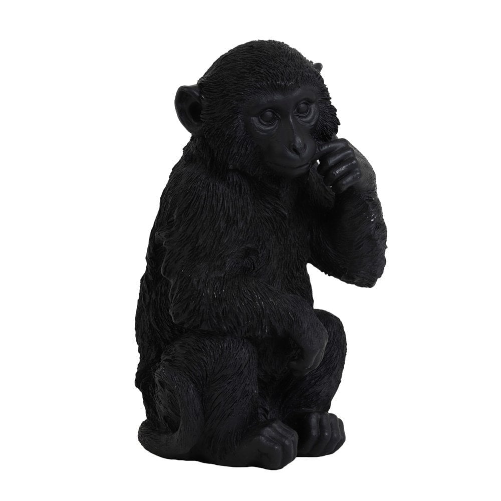 Title: Black Textile Monkey Ornament - 30cm Home Decor Piece