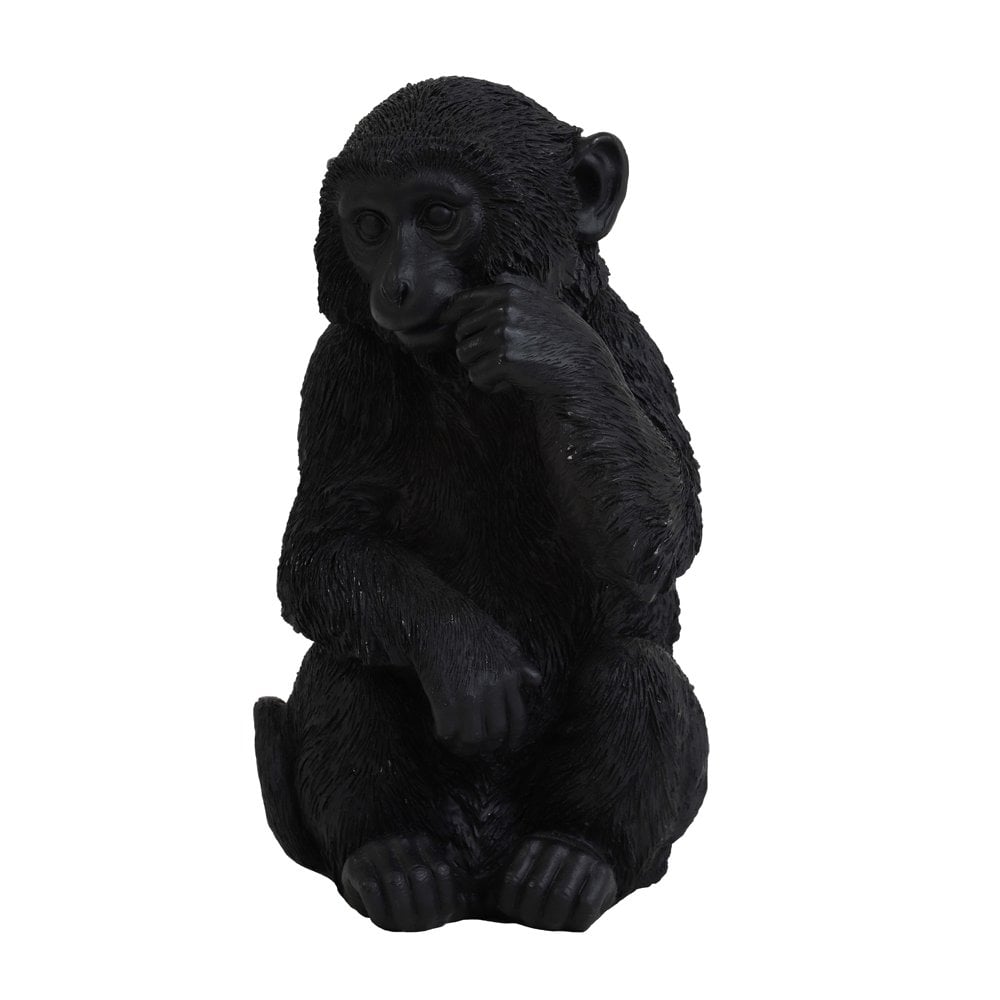 Title: Black Textile Monkey Ornament - 30cm Home Decor Piece