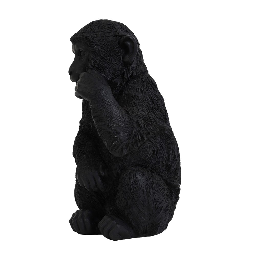 Title: Black Textile Monkey Ornament - 30cm Home Decor Piece