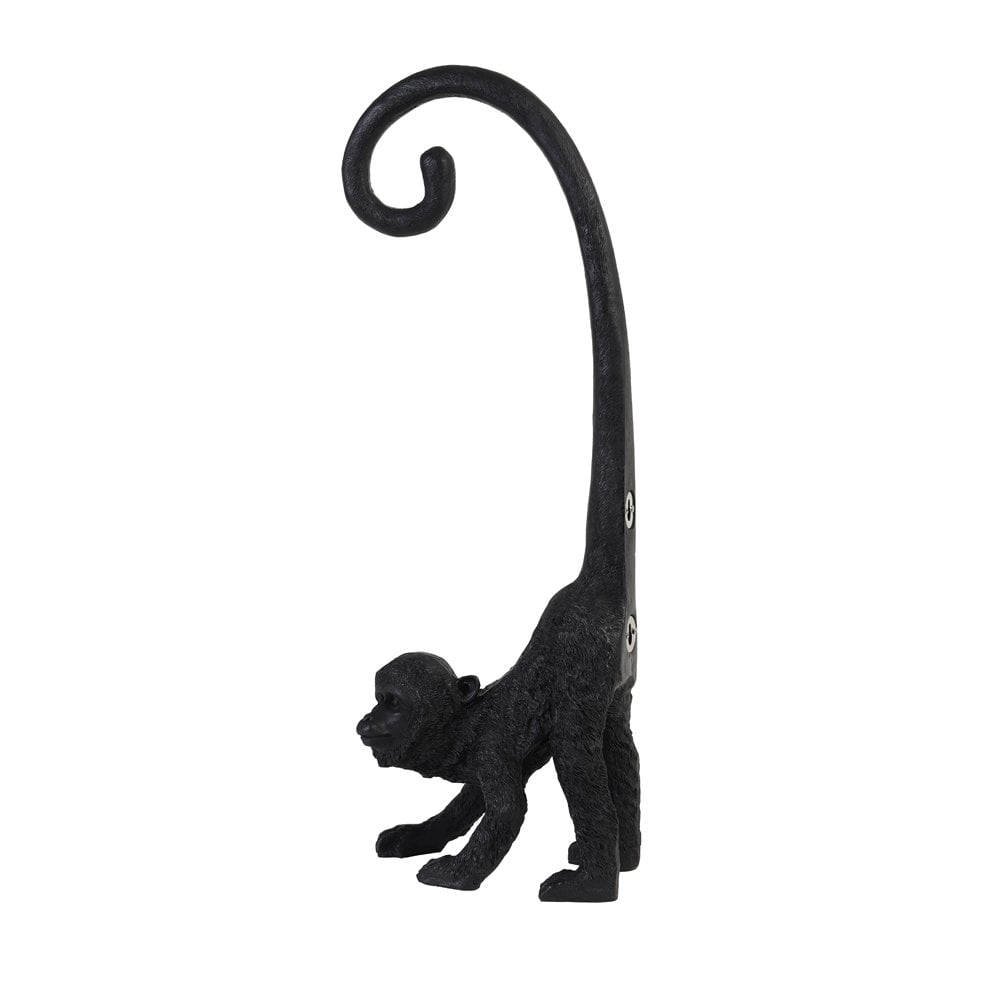 Elegantly Curious: Black Textile Monkey Wall Ornament