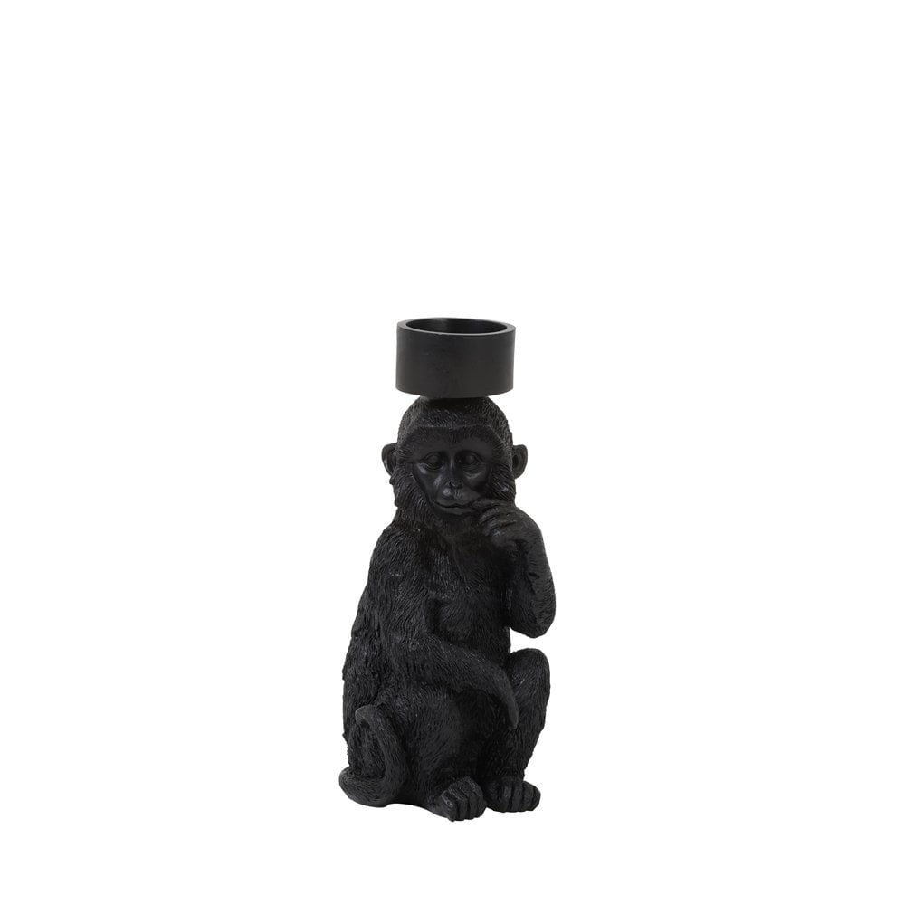 Elegant Black Monkey Tealight Holder - 21cm Home Decor