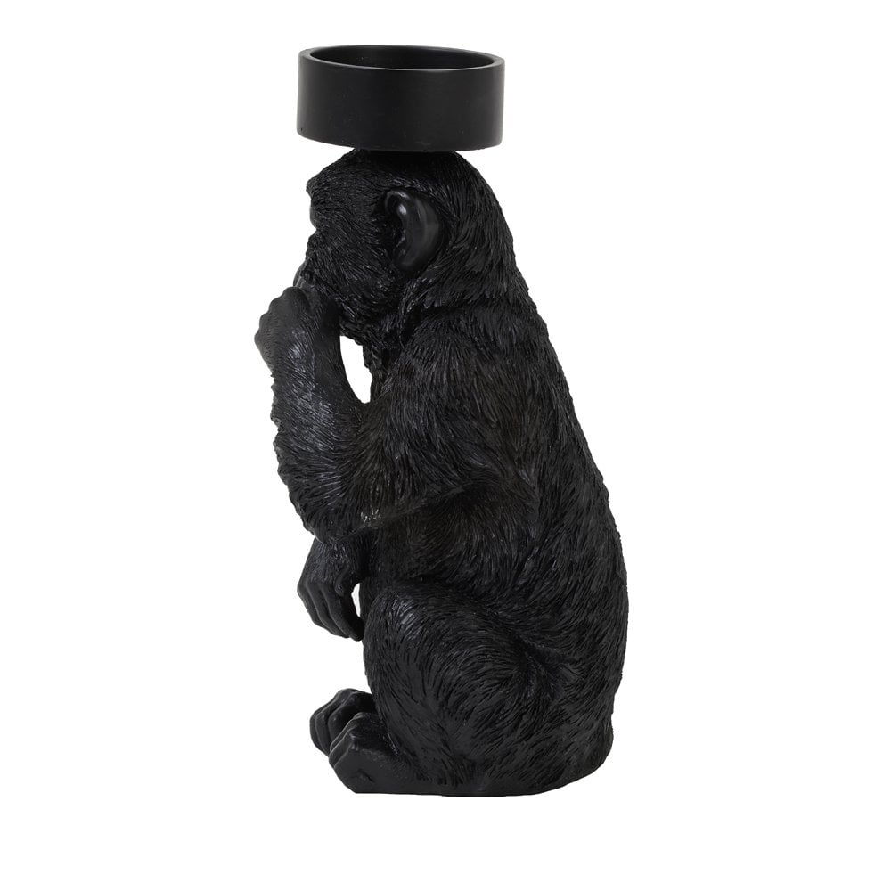 Elegant Primate Candle Holder - Bold Matte Black Decor Piece