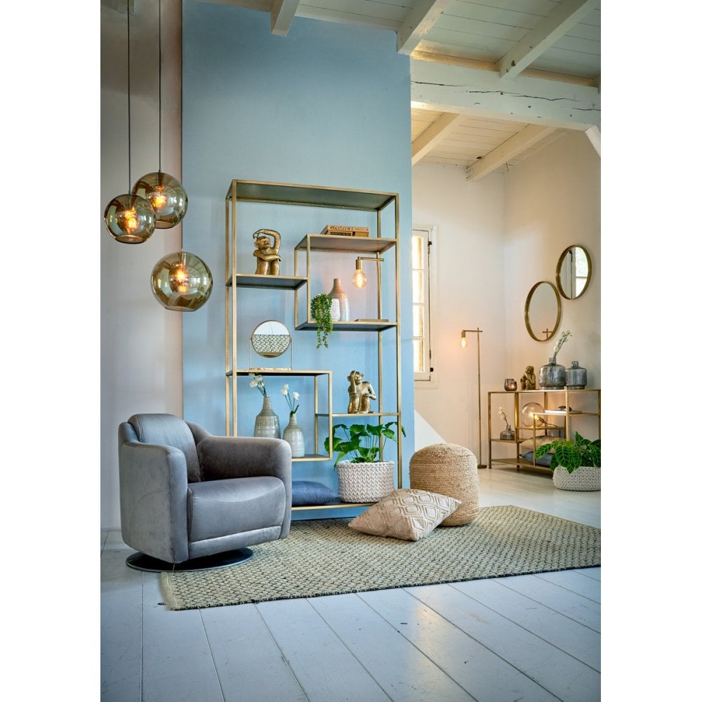 Elegant Teques Round Glass Vase - Grey Luster, 25x30cm