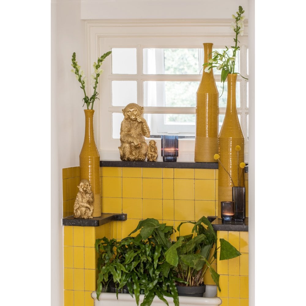 Elegant Ocher Ceramic Vase - Milas Collection, 69.5cm