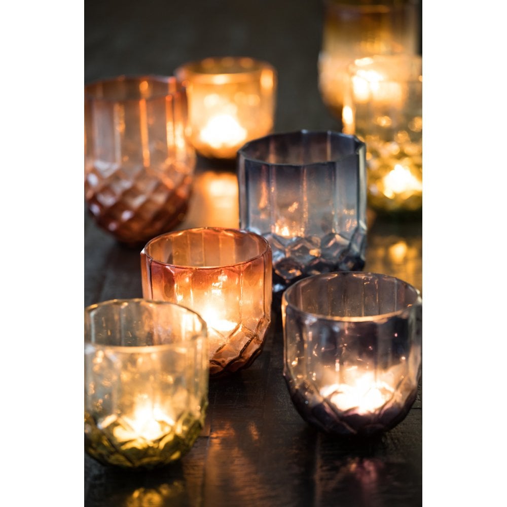 Exquisite Forges Glass Eggplant Tealight Holder - 10x10cm Decor Piece