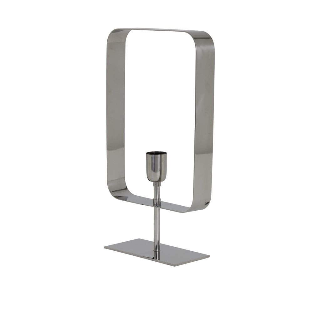 Sleek Silver Rectangle Table Lamp 25x10x45 cm with E27 Base