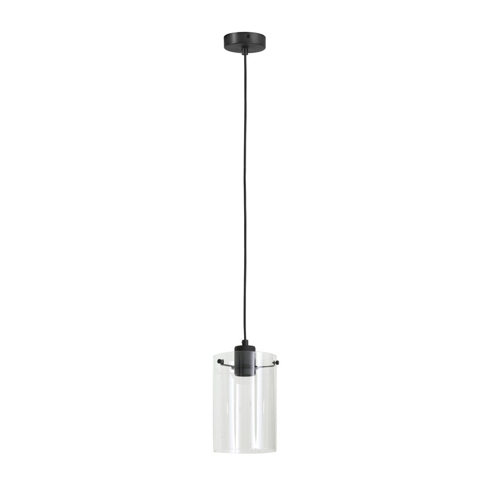 Sleek Black Hanging Pendant Lamp - 15cm Diameter, 22cm Height