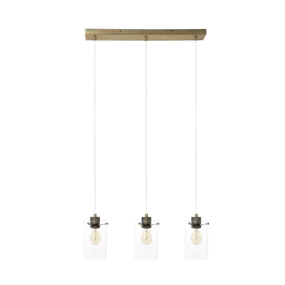 Vancouver Antique Brass 3-Light Pendant with Glass Shades
