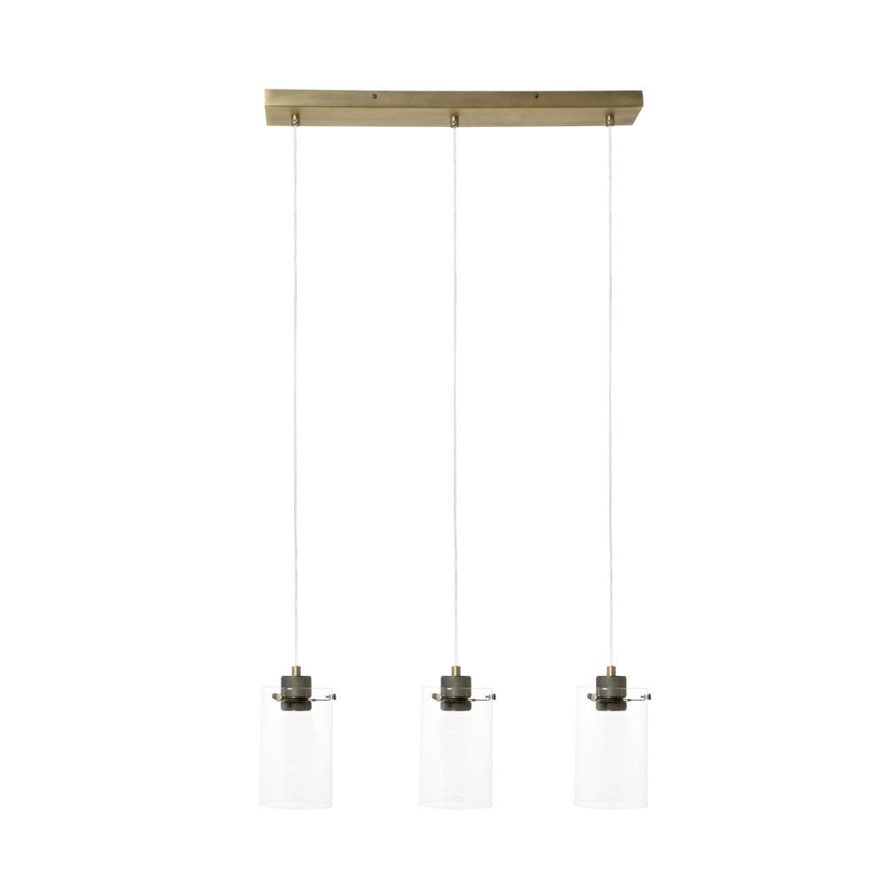 Vancouver Antique Brass 3-Light Pendant with Glass Shades