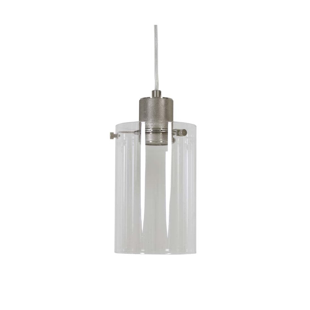 Vancouver Collection: Trio Pendant Lamp in Satin Silver & Glass - 65x12x18.5cm