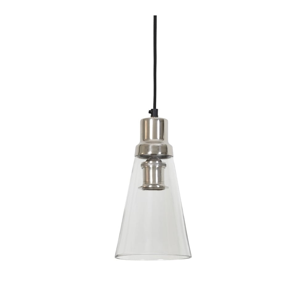 Contemporary Silver & Glass Pendant Lamp D14x29cm