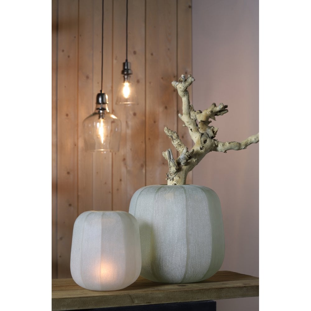 Contemporary Silver & Glass Pendant Lamp D14x29cm