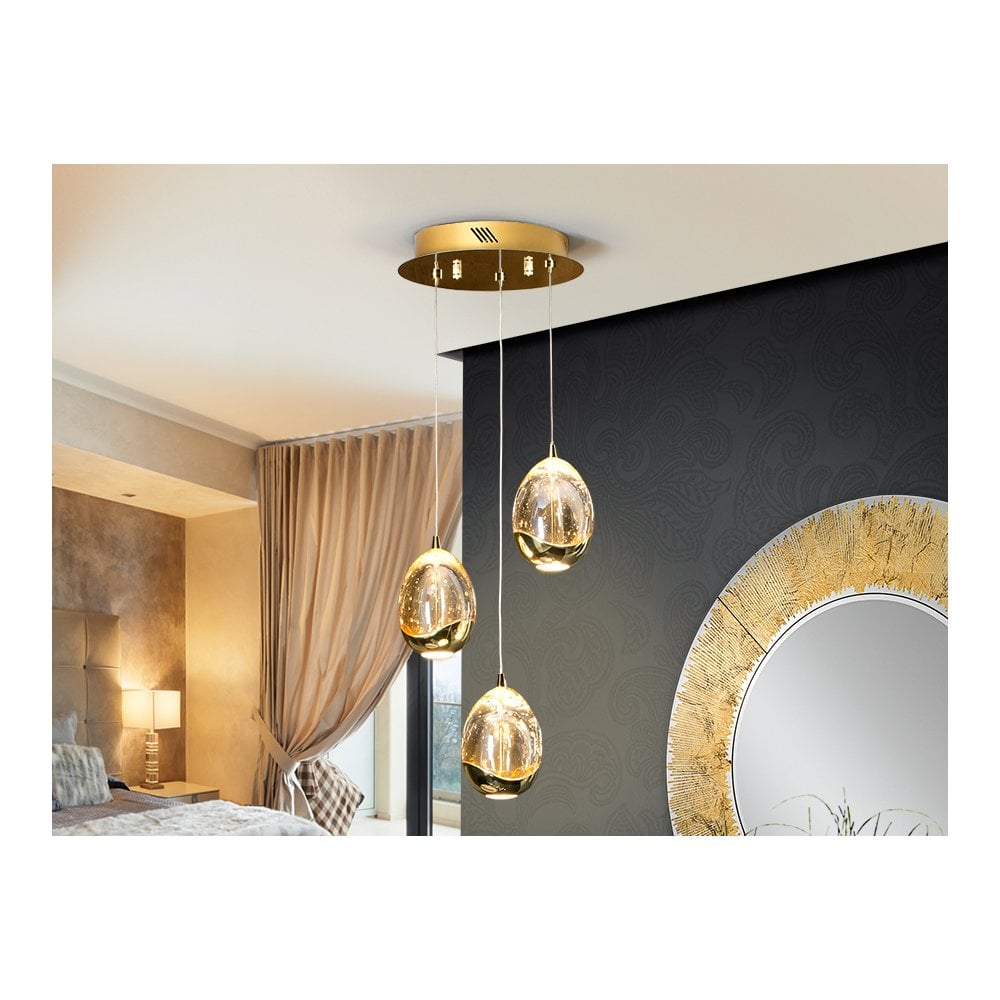 Elegant Champagne and Gold LED Orb Trio