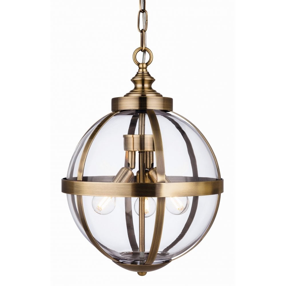 Antique Brass Flux Pendant with Clear Glass Design