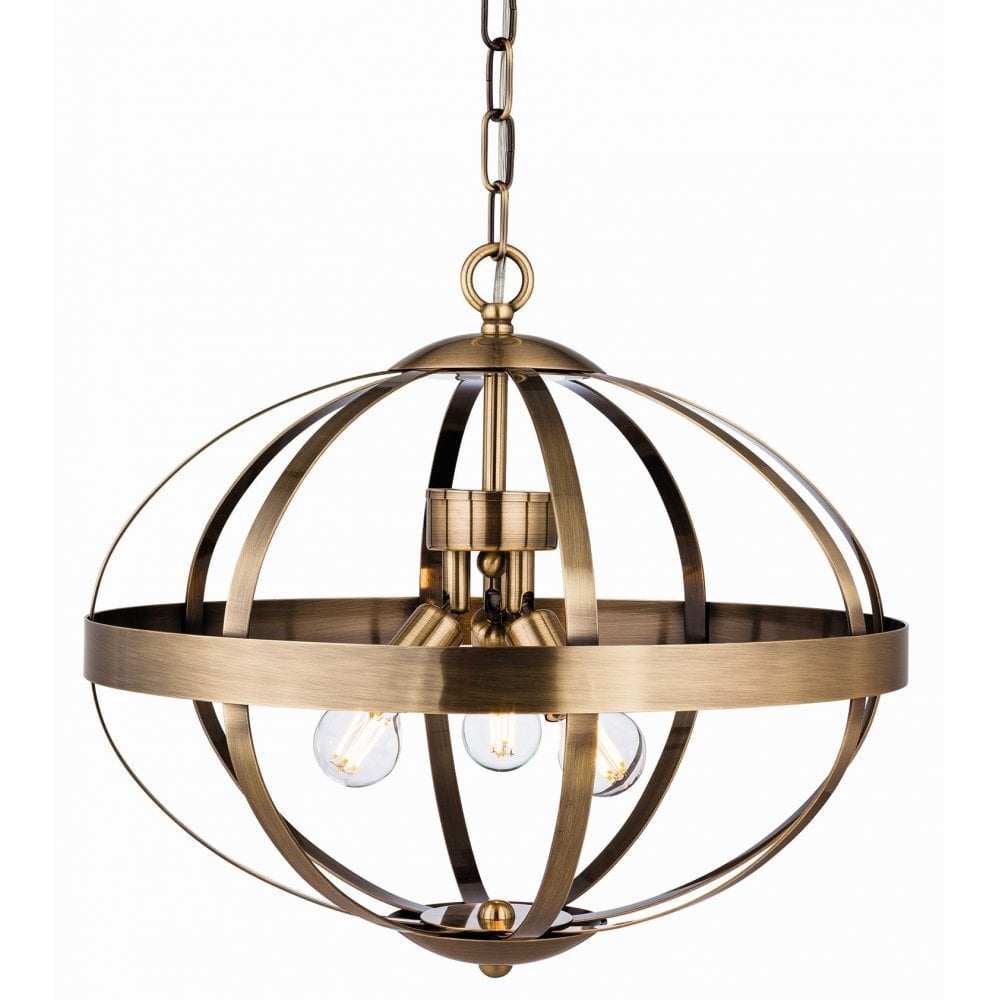 Elegant Antique Brass Flux Pendant Light with Adjustable Drop
