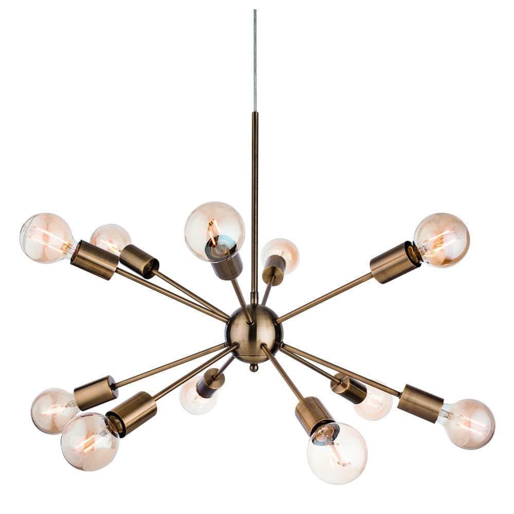 Vintage Elegance: 12-Light Antique Brass Chandelier