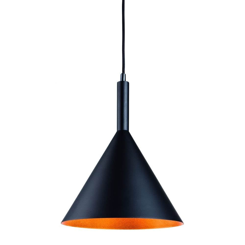 Chic Bistro Pendant Light in Black with Gold Interior