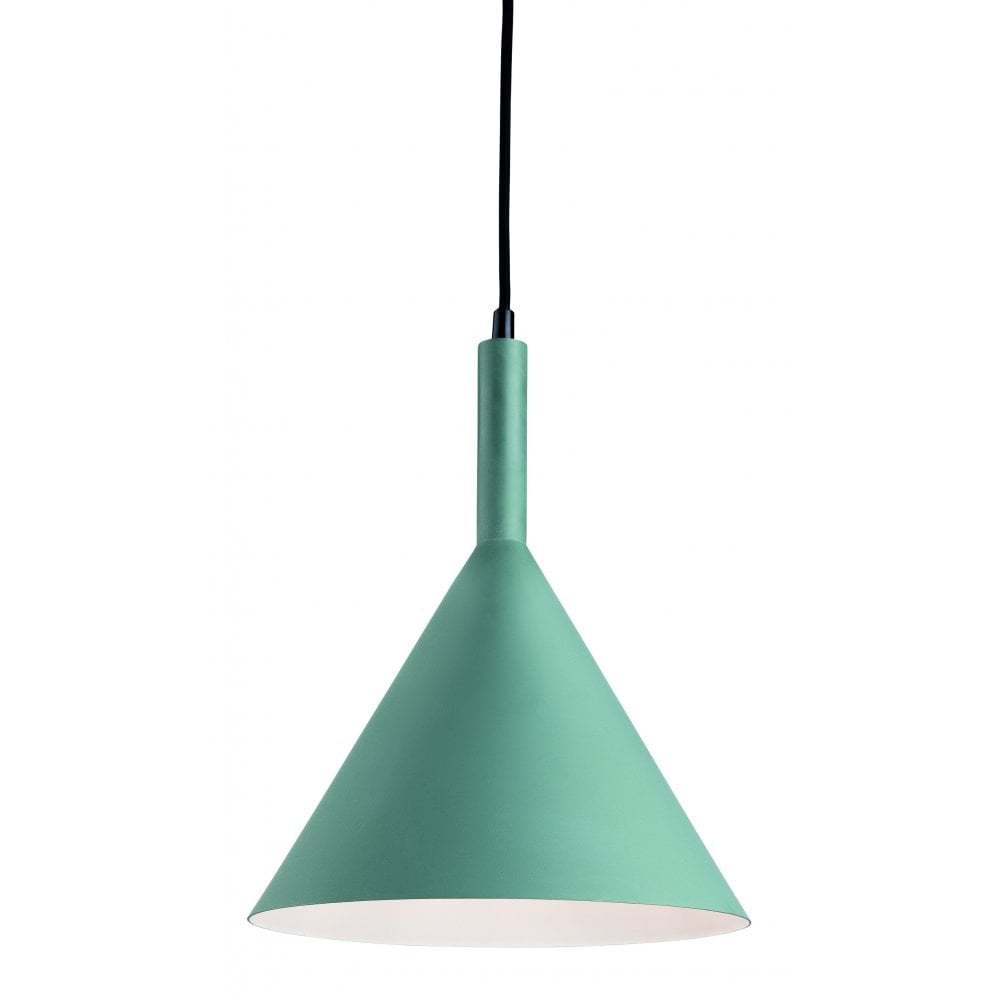 Lush Green Bistro Pendant with White Interior Finish
