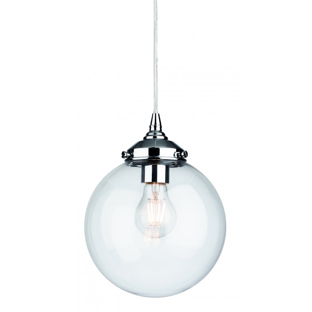 Chrome Droplet Pendant Light with Clear Glass Shade