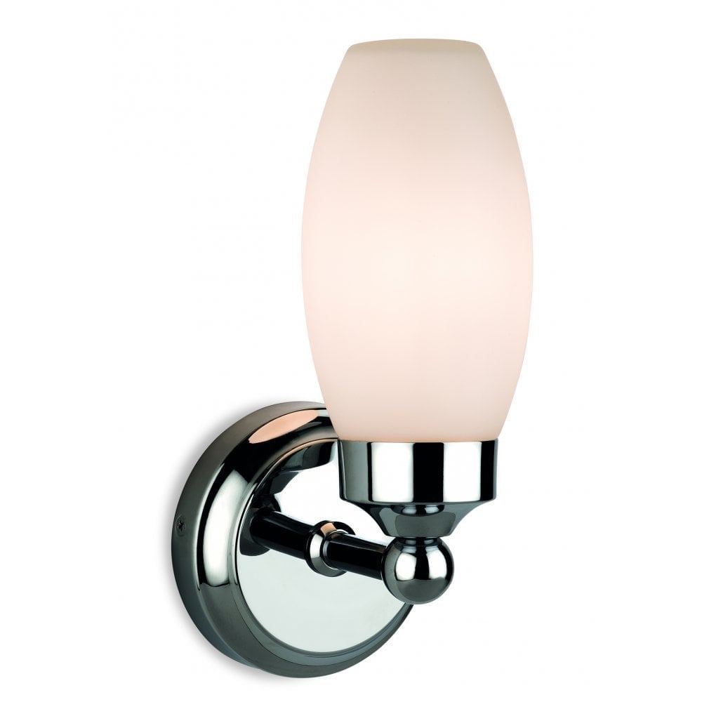 Sleek Chrome Wall Light with Opal Glass Shade