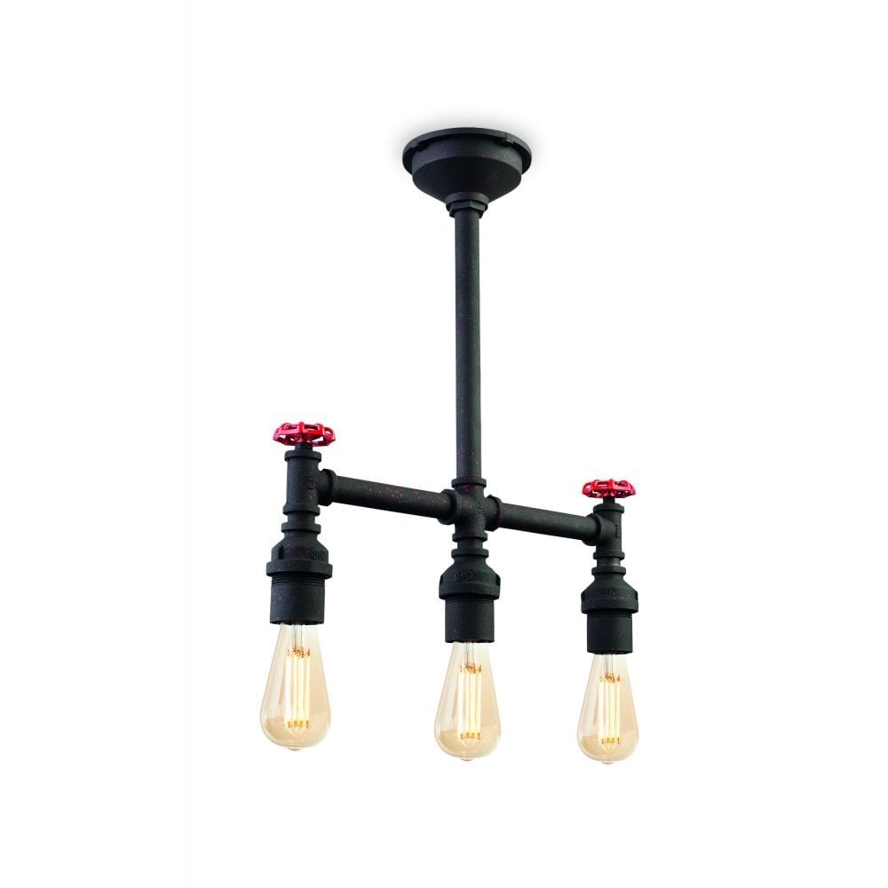 Artek Industrial 3-Light Rustic Black Semi Flush Ceiling Fixture