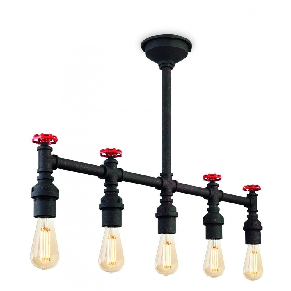Rustic Black Artek 5-Light Semi Flush Ceiling Fixture