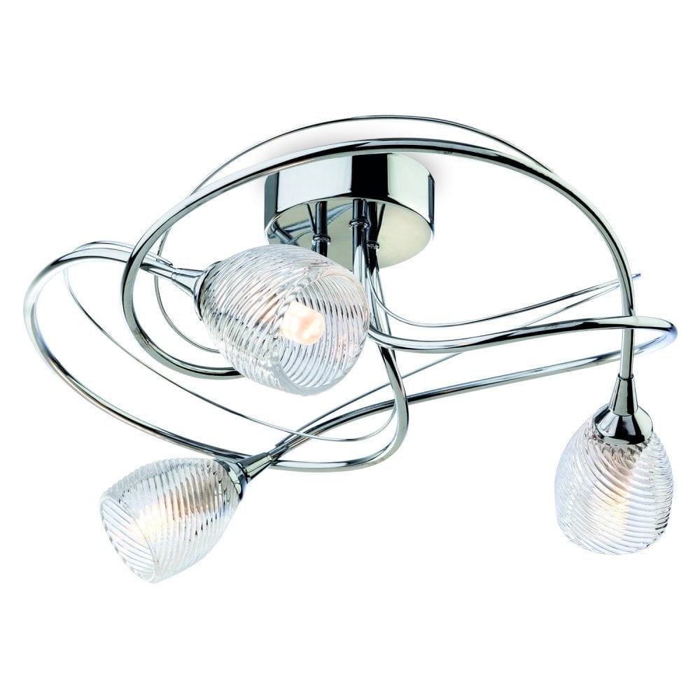 Elegant Chrome Twist 3-Light Flush Ceiling Fixture with Clear Glass Accents