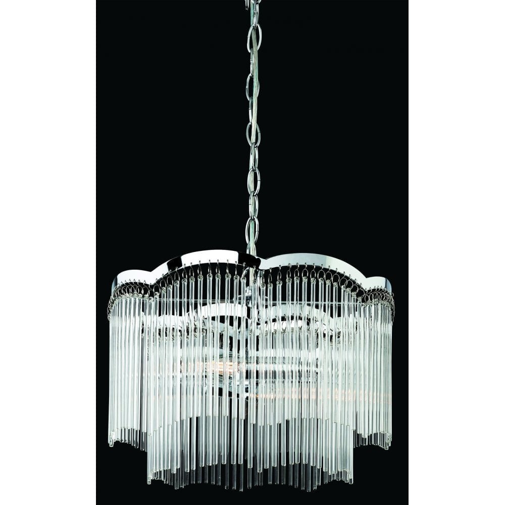 Chrome and Glass Rod Pendant Light Fixture