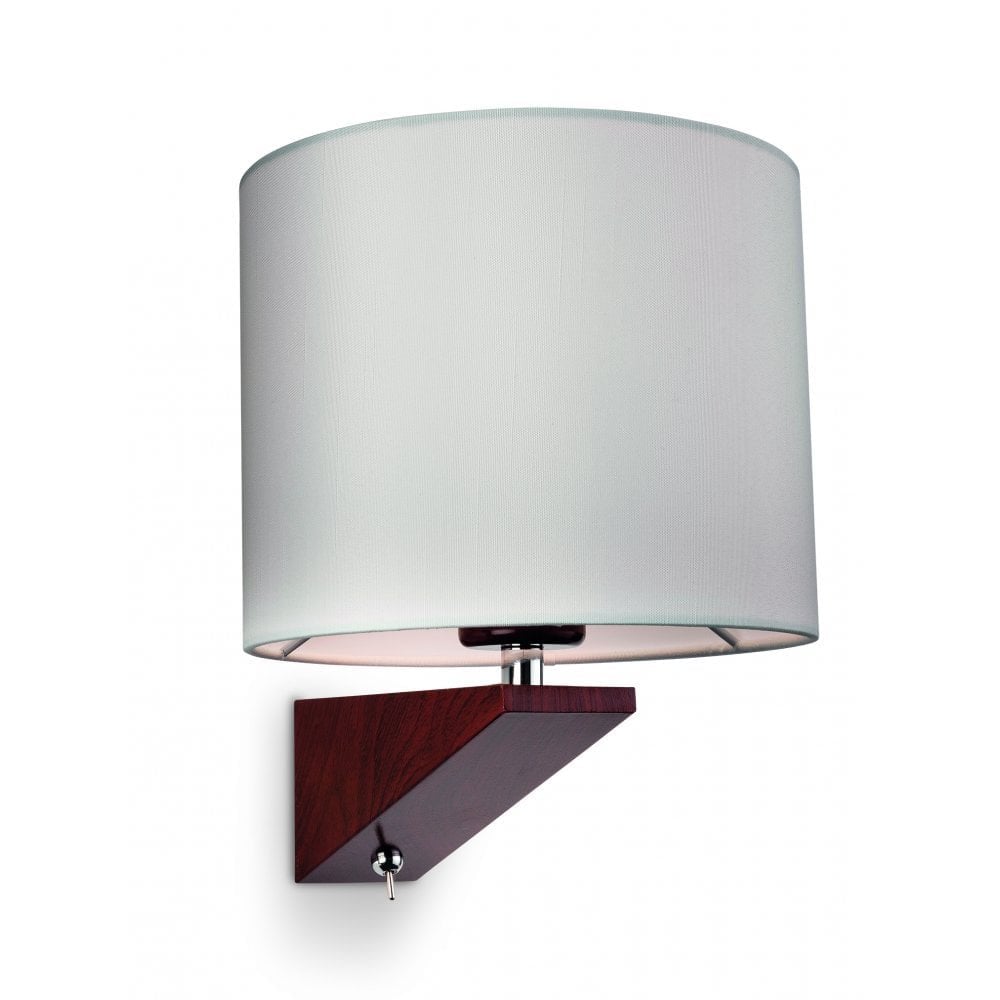 Elegance Wall Light (Switched), Dark Walnut with Cream Fabric Shade