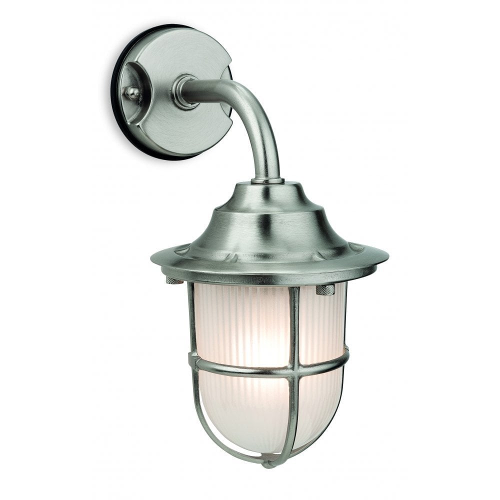 Nautic Nickel & Frosted Glass Wall Light Fixture