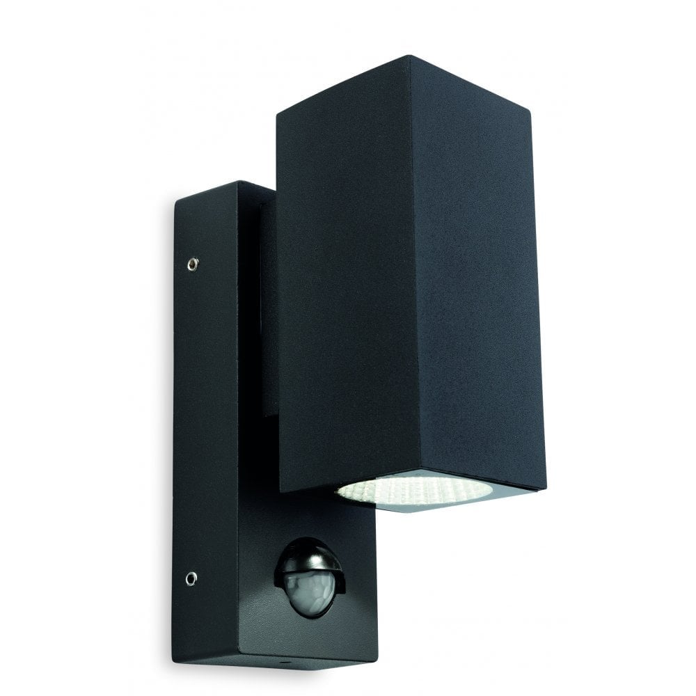 Sleek Graphite LED Dual Light Wall Sconce with Motion Sensor