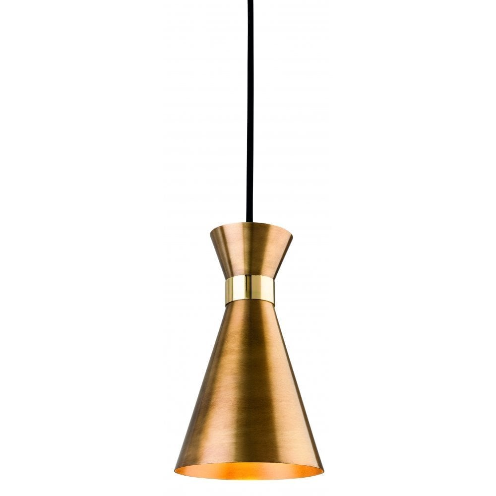 Vintage Vogue Pendant Light in Antique Gold and Brass Finish